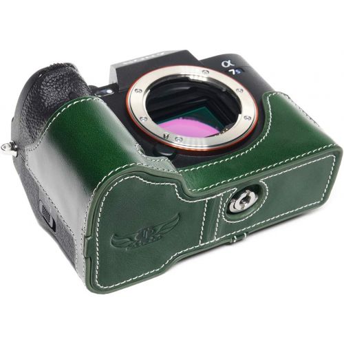  TP Original Handmade Genuine Real Leather Half Camera Case Bag Cover for Sony A1 A7S Mark iii A7S3 Green Color