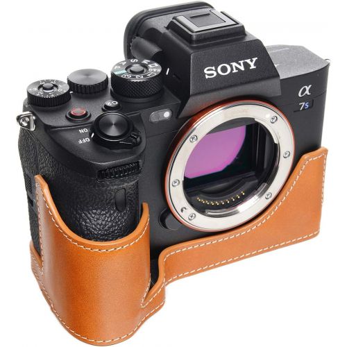  TP Original Handmade Genuine Real Leather Half Camera Case Bag Cover for Sony A1 A7S Mark iii A7S3 Sandy Brown Color