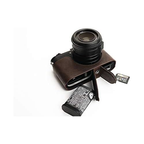  TP Original Handmade Genuine Real Leather Half Camera Case Bag Cover for Leica Q2 Coffee Color