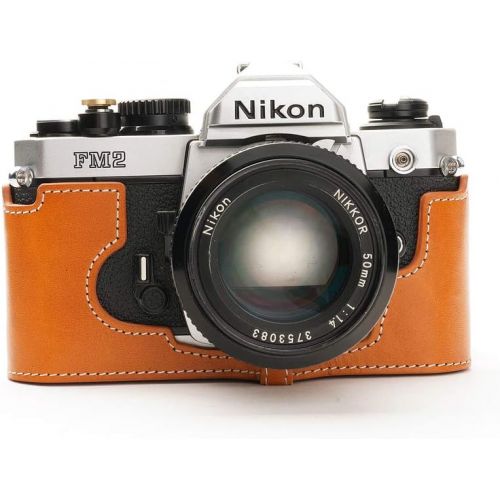  TP Original Handmade Genuine Real Leather Half Camera Case Bag Cover for Nikon FM2 FM FM2n FE FE2 Sandy Brown Color