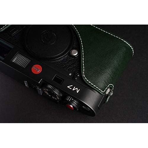  TP Original Handmade Genuine Real Leather Half Camera Case Bag Cover for Leica M7 M6 Green color