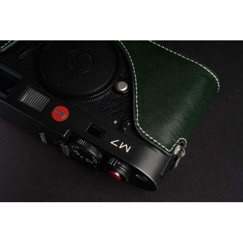  TP Original Handmade Genuine Real Leather Half Camera Case Bag Cover for Leica M7 M6 Green color