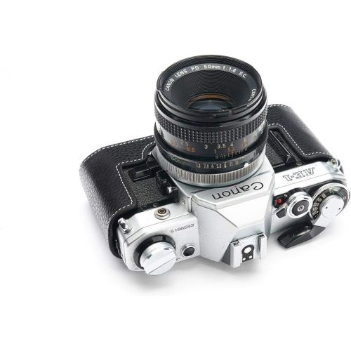  TP Original Handmade Genuine Real Leather Half Camera Case Bag Cover for Canon AE-1 (No Handle) Black Color