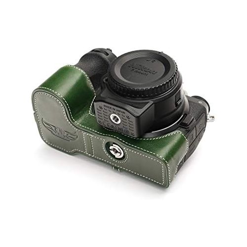  TP Original Handmade Genuine Real Leather Half Camera Case Bag Cover for Nikon Z5 Green Color