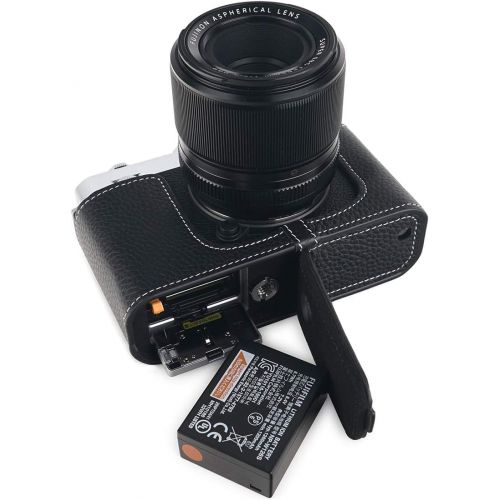  TP Original Handmade Genuine Real Leather Half Camera Case Bag Cover for FUJIFILM X-E4 XE4 Black Color