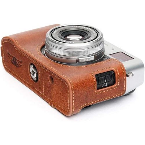  TP Original Handmade Genuine Real Leather Half Camera Case Bag Cover for FUJIFILM X100V Rufous Color