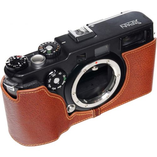  TP Original Handmade Genuine Real Leather Half Camera Case Bag Cover for Hasselblad XPan Fujifilm TX-1 Rufous Color