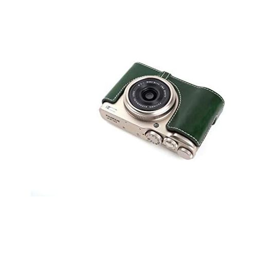  TP Original Handmade Genuine Real Leather Half Camera Case Bag Cover for FUJIFILM X-F10 XF10 Green Color