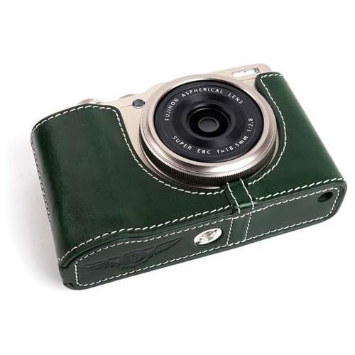  TP Original Handmade Genuine Real Leather Half Camera Case Bag Cover for FUJIFILM X-F10 XF10 Green Color