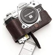 TP Original Handmade Genuine Real Leather Half Camera Case Bag Cover for Olympus OM-D E-M5 Mark iii Coffee Color