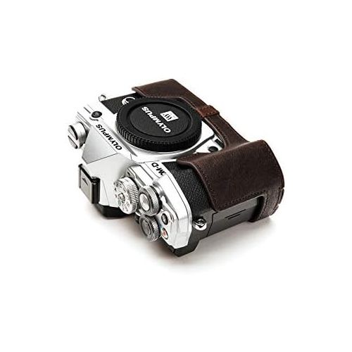  TP Original Handmade Genuine Real Leather Half Camera Case Bag Cover for Olympus OM-D E-M5 Mark iii Coffee Color