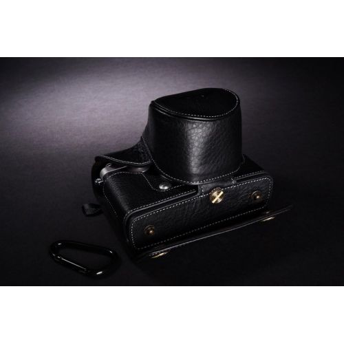  TP Original Handmade Genuine Real Leather Full Camera Case Bag Cover for Olympus Pen-F Pen F Bottom Open Black Color