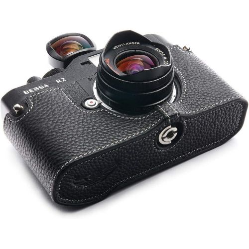  TP Original Handmade Genuine Real Leather Half Camera Case Bag Cover for Voigtlander Bessa R2 R2M R2A R4M R4A R3M R3A R2S R2C and Rollei 35RF Black Color