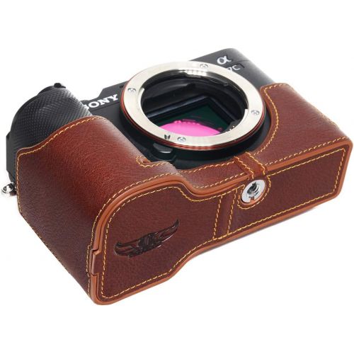  TP Original Handmade Genuine Real Leather Half Camera Case Bag Cover for Sony A7C Rufous Color