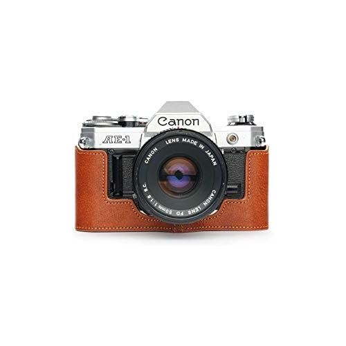  TP Original Handmade Genuine Real Leather Half Camera Case Bag Cover for Canon AE-1 (No Handle) Rufous Color