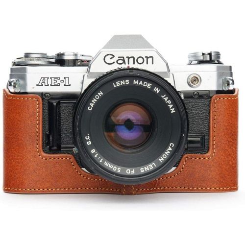  TP Original Handmade Genuine Real Leather Half Camera Case Bag Cover for Canon AE-1 (No Handle) Rufous Color