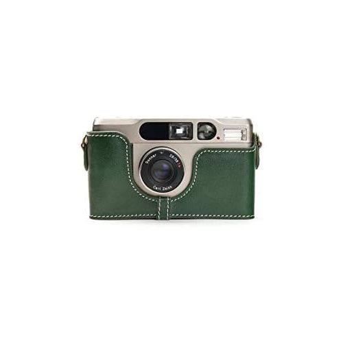  TP Original Handmade Genuine Real Leather Half Camera Case Bag Cover for Contax T2 Green Color