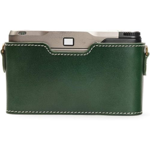  TP Original Handmade Genuine Real Leather Half Camera Case Bag Cover for Contax T2 Green Color