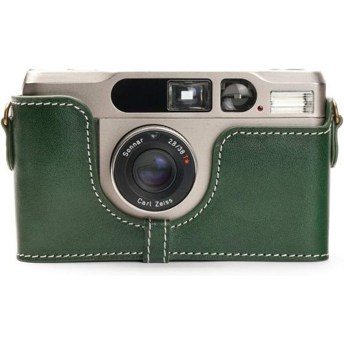  TP Original Handmade Genuine Real Leather Half Camera Case Bag Cover for Contax T2 Green Color