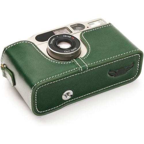  TP Original Handmade Genuine Real Leather Half Camera Case Bag Cover for Contax T2 Green Color