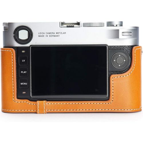  TP Original Handmade Genuine Real Leather Half Camera Case Bag Cover for Leica M10 Bottom Open Version Sandy Brown Color