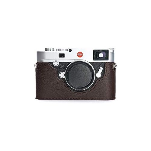  TP Original Handmade Genuine Real Leather Half Camera Case Bag Cover for Leica M10 Bottom Open Version Coffee Color