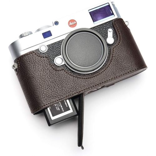  TP Original Handmade Genuine Real Leather Half Camera Case Bag Cover for Leica M10 Bottom Open Version Coffee Color