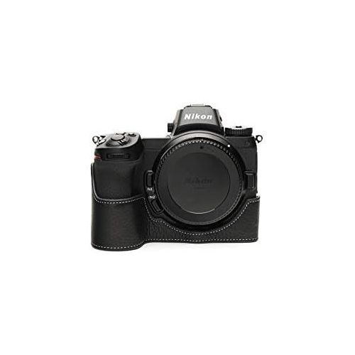  TP Original Handmade Genuine Real Leather Half Camera Case Bag Cover for Nikon Z5 Black Color