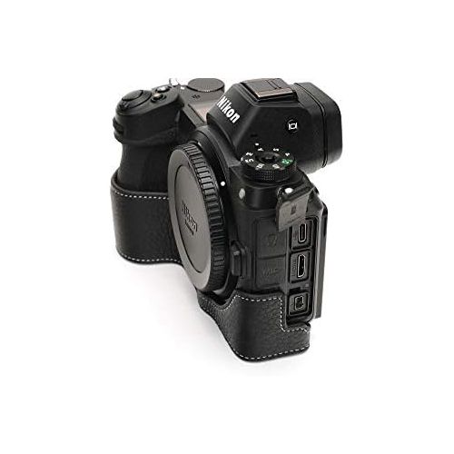  TP Original Handmade Genuine Real Leather Half Camera Case Bag Cover for Nikon Z5 Black Color
