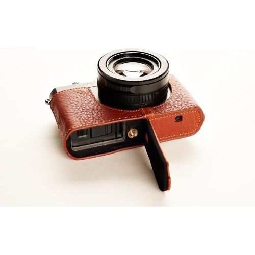  TP Original Handmade Genuine Real Leather Half Camera Case Bag Cover for Leica D-LUX Typ 109 D-LUX7 Brown Bottom Opening Version