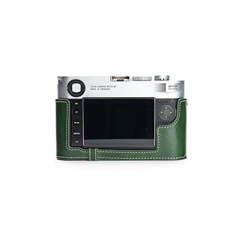 TP Original Handmade Genuine Real Leather Half Camera Case Bag Cover for Leica M10 Bottom Open Version Green Color