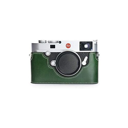  TP Original Handmade Genuine Real Leather Half Camera Case Bag Cover for Leica M10 Bottom Open Version Green Color