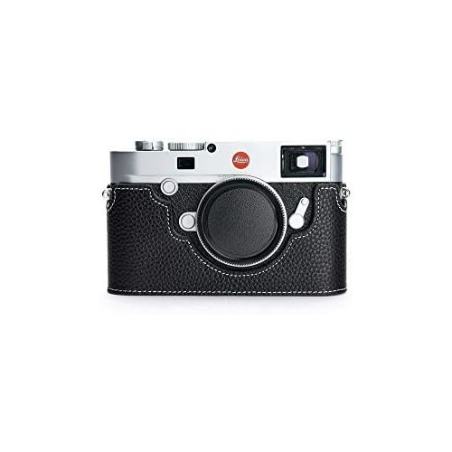  TP Original Handmade Genuine Real Leather Half Camera Case Bag Cover for Leica M10 Bottom Open Version Black Color