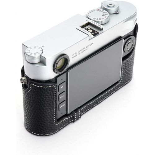  TP Original Handmade Genuine Real Leather Half Camera Case Bag Cover for Leica M10 Bottom Open Version Black Color