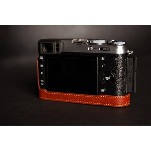  TP Original Handmade Genuine real Leather Half Camera Case bag cover for FUJIFILM X100T Brown Bottom opening Version
