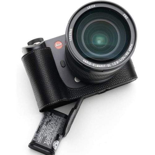  TP Original Handmade Genuine Real Leather Half Camera Case Bag Cover for Leica SL2 Black Color