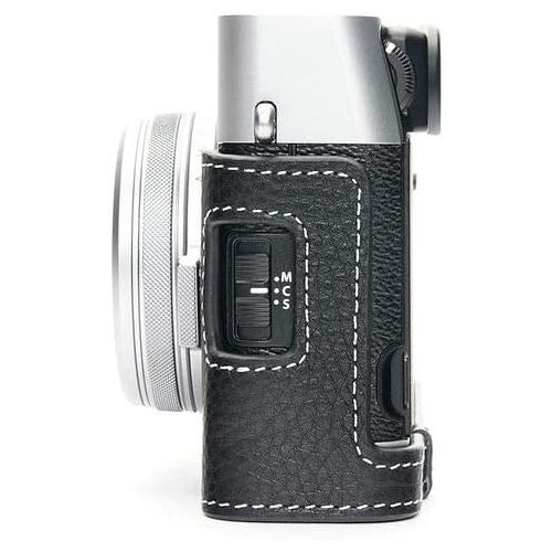  TP Original Handmade Genuine Real Leather Half Camera Case Bag Cover for FUJIFILM X100V Black Color