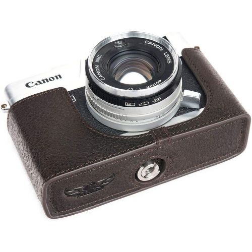  TP Original Handmade Genuine Real Leather Half Camera Case Bag Cover for Canon Canonet QL17 GIII QL19 GIII Coffee Color