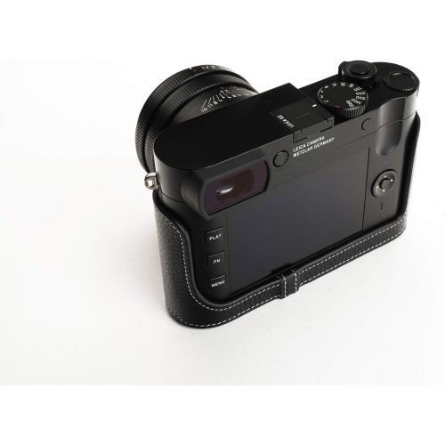  TP Original Handmade Genuine Real Leather Half Camera Case Bag Cover for Leica Q2 Black Color