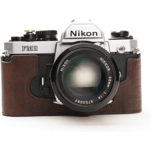  TP Original Handmade Genuine Real Leather Half Camera Case Bag Cover for Nikon FM2 FM FM2n FE FE2 Coffee Color