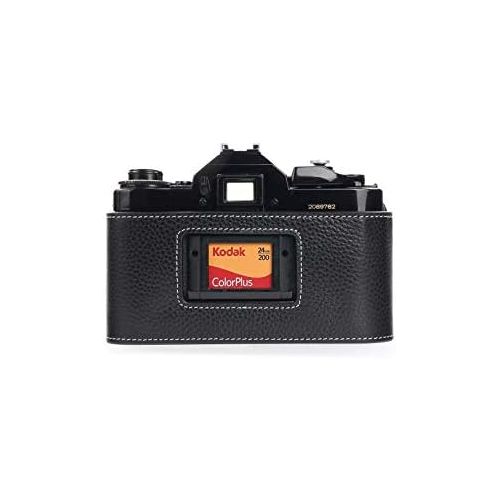  TP Original Handmade Genuine Real Leather Half Camera Case Bag Cover for Canon AE-1 AE-1P A-1 (with Handle) Black Color