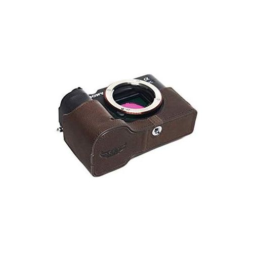  TP Original Handmade Genuine Real Leather Half Camera Case Bag Cover for Sony A7C Coffee Color