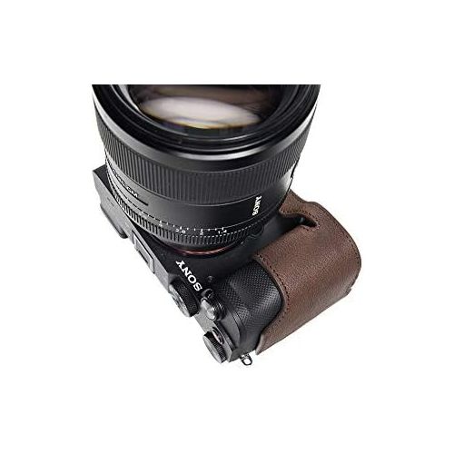  TP Original Handmade Genuine Real Leather Half Camera Case Bag Cover for Sony A7C Coffee Color