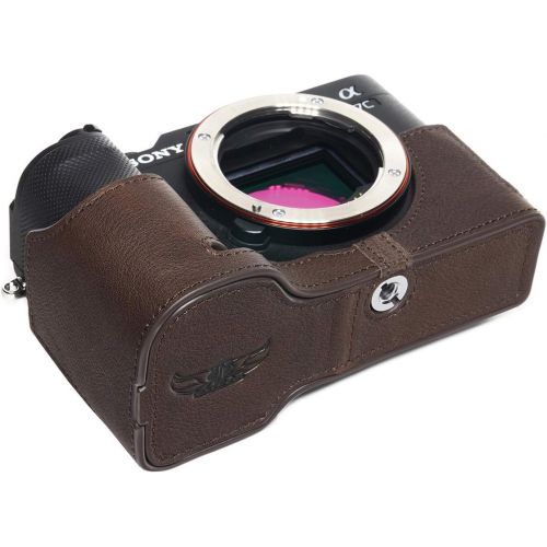  TP Original Handmade Genuine Real Leather Half Camera Case Bag Cover for Sony A7C Coffee Color