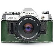 TP Original Handmade Genuine Real Leather Half Camera Case Bag Cover for Canon AE-1 (No Handle) Green Color