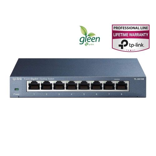  TP-LINK TP-Link 16-Port Gigabit PoE+ Easy Smart Managed Switch with 110W 8-PoE Ports | Unmanaged Plus | Plug and Play | DesktopRackmount | Metal | Lifetime (TL-SG1016PE)