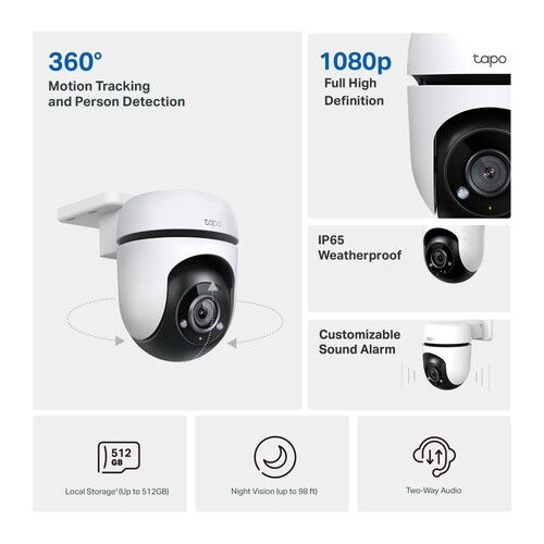  TP-Link Tapo C500 1080p Outdoor Pan & Tilt Wi-Fi Security Camera with Night Vision