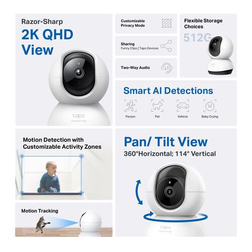  TP-Link Tapo C220 4MP Pan & Tilt Wi-Fi Security Camera with Night Vision