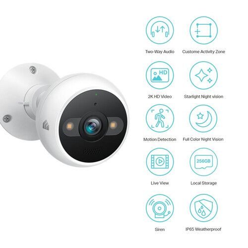  TP-Link KC420WS Kasa Cam Outdoor 4MP Wi-Fi Security Camera with Night Vision & Spotlights