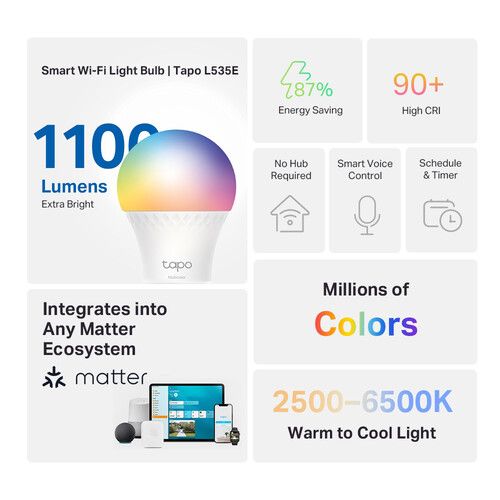  TP-Link Tapo L535E Smart Wi-Fi Light Bulb (Matter)